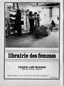 Publicité dans La vie en rose Vol.1, n°1 (mars-avril-mai 1980), p.2. En ligne. 